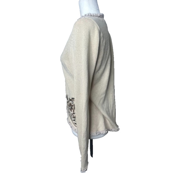 Vintage Coldwater Creek Large Cardigan Sweater Festival Boho Ruffle Bead Earthy - Picture 4 of 9